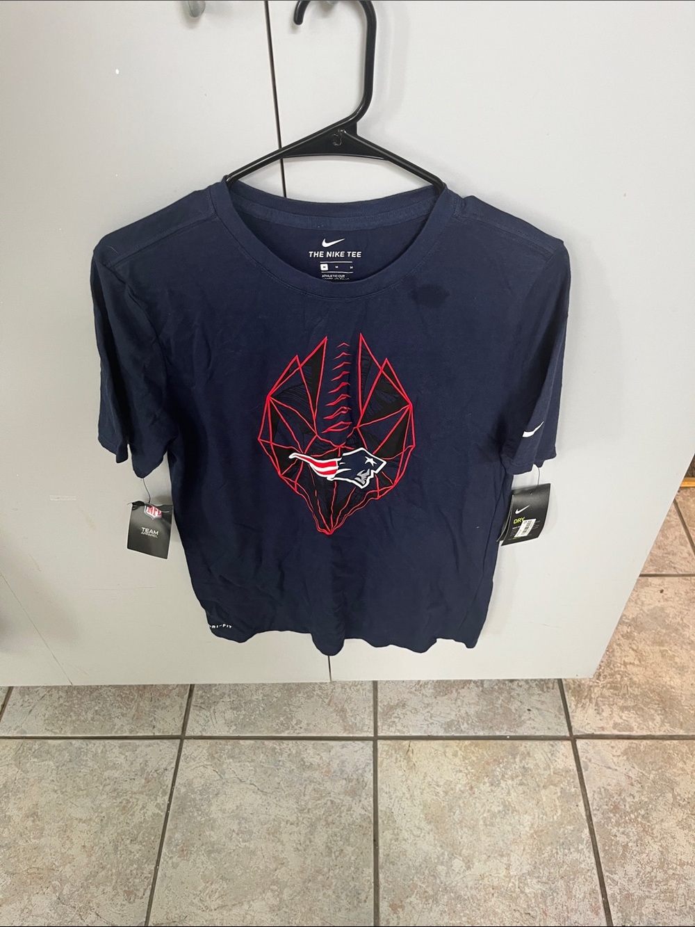 Nike Navy Short Sleeve Patriots Graphic Tee with Red Accent